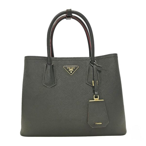 6 Prada Double Saffiano Leather 2WAY Handbag Shoulder Bag Black