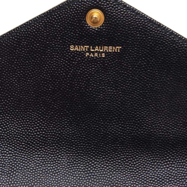 6 Saint Laurent V stitch Chain Leather Wallet Black