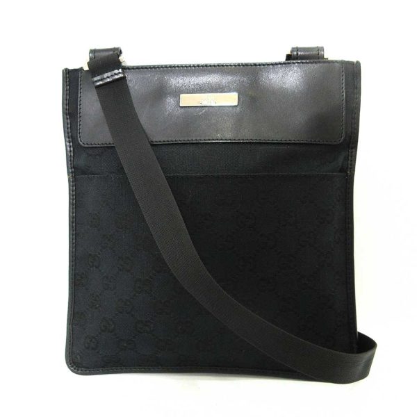 6 gu230413 3ta Gucci Pochette Square Leather Crossbody Bag Black