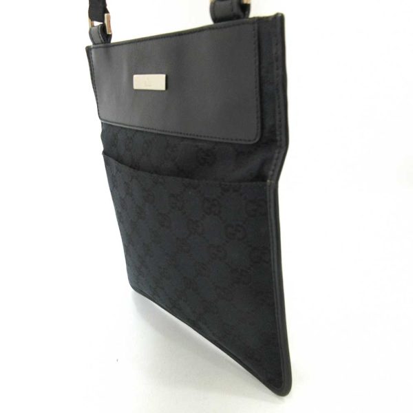 6 gu230413 3ta 02 Gucci Pochette Square Leather Crossbody Bag Black