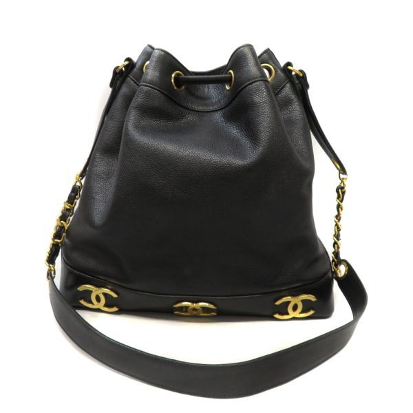 6242 3 Chanel Coco Caviar Skin Chain Shoulder Bag Black