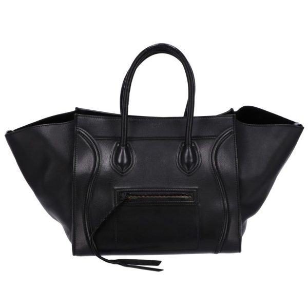 64517 1 Celine Phantom Leather Luggage Back Tote Hand Bag Black