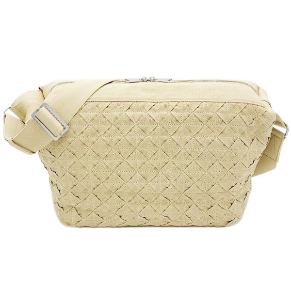 658033 9649 Bottega Veneta Large Intrecciato Webbing Shoulder Bag Beige