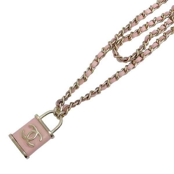 6686 0 CHANEL Pendant Choker Pink Necklace Gold