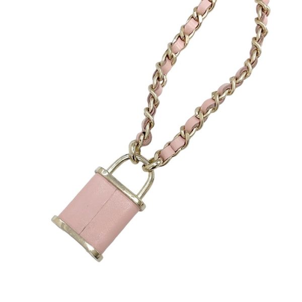 6686 4 CHANEL Pendant Choker Pink Necklace Gold