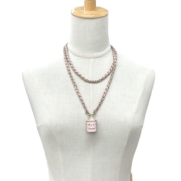 6686 8 CHANEL Pendant Choker Pink Necklace Gold