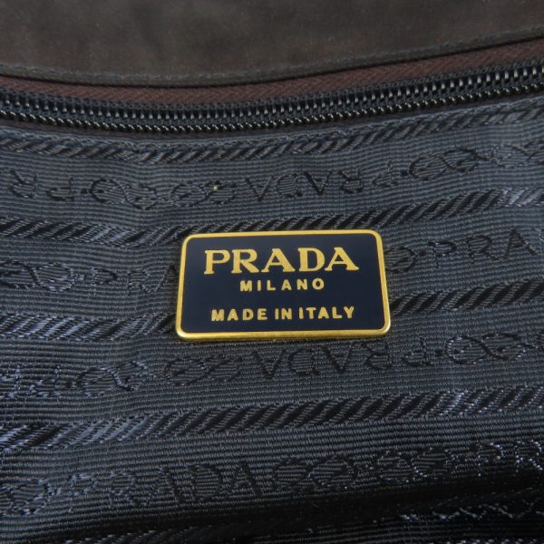 67278 10 Prada Chain Shoulder Bag Triangle Logo Nylon Saffiano Leather Navy