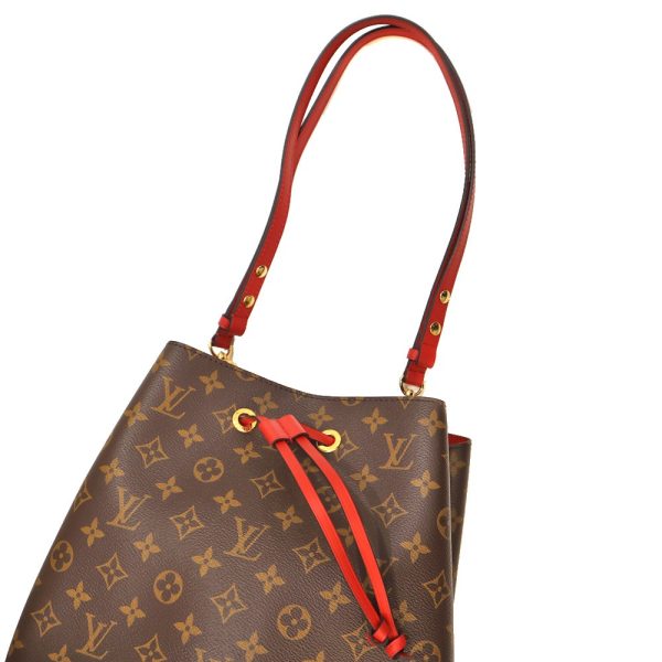 7 Louis Vuitton NeoNoe Shoulder Bag Monogram Canvas Brown Red