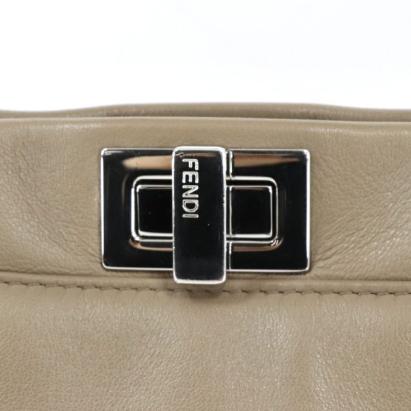 7 Fendi Peekaboo Small Nappa Leather Shoulder Bag Beige Greige