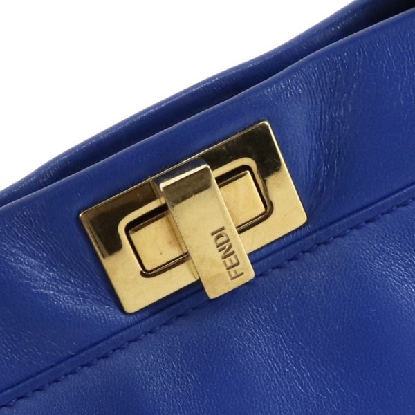 7 Fendi Peekaboo Small Nappa Leather Shoulder Bag Blue