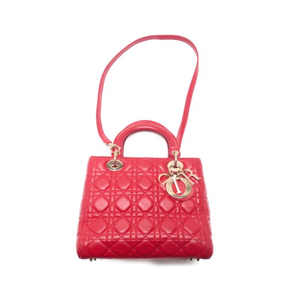 7 Dior Cannage Lambskin Handbag Red