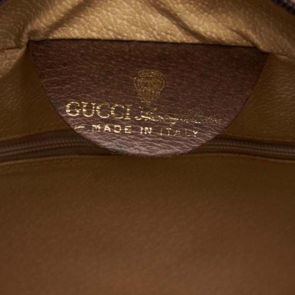 7 GUCCI GG Plus Sherry Line Leather Shoulder Bag Brown