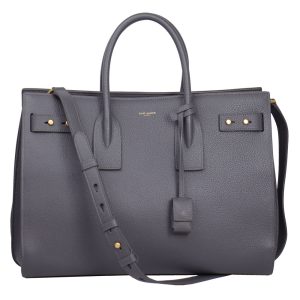 717446 1 Saint Laurent 2WAY Hand Shoulder Bag Sac de Jour Soft Medium Grain Leather Gray