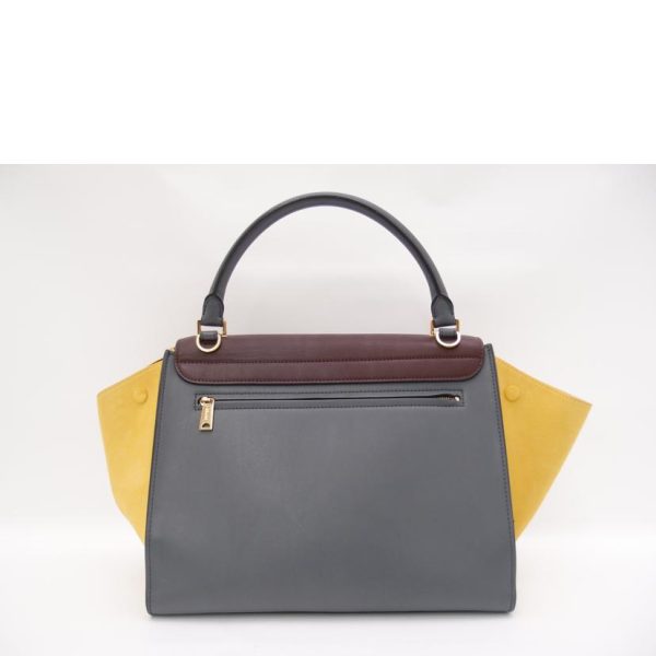 71764 2 Celine Trapeze 2 Way Medium Shoulder Bag GrayYellowWine Red