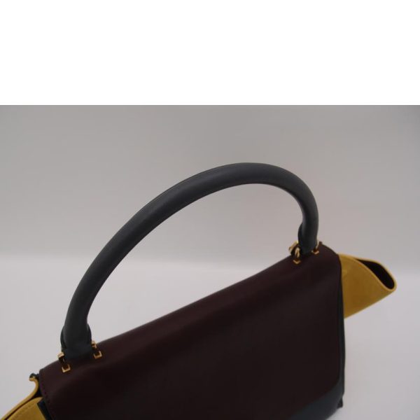 71764 4 Celine Trapeze 2 Way Medium Shoulder Bag GrayYellowWine Red