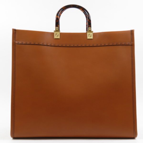 72066 2 Fendi Sunshine Shopper Tote Bag Leather Brown