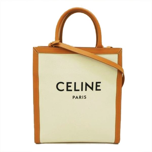 72146 1 Celine Canvas Logo Print Vertical 2 Way Hand Bag