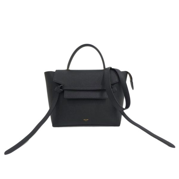 74496 1 Celine Leather Micro Back Belt Bag Black