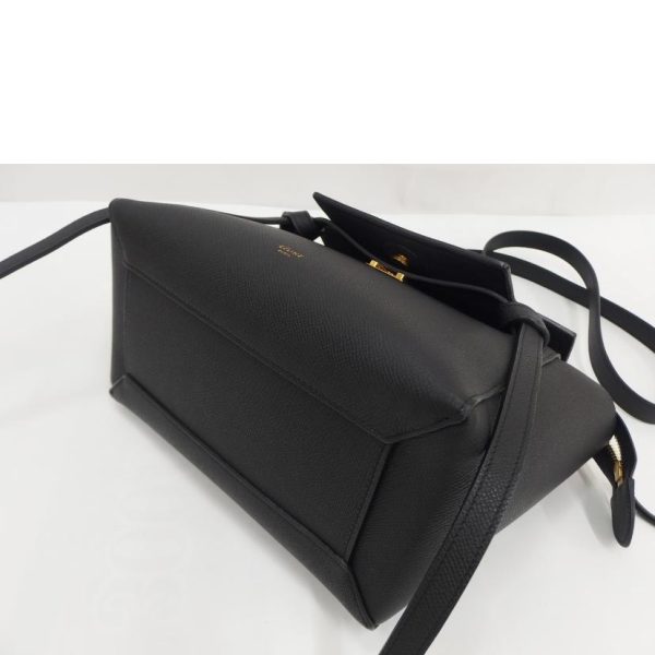 74496 4 Celine Leather Micro Back Belt Bag Black