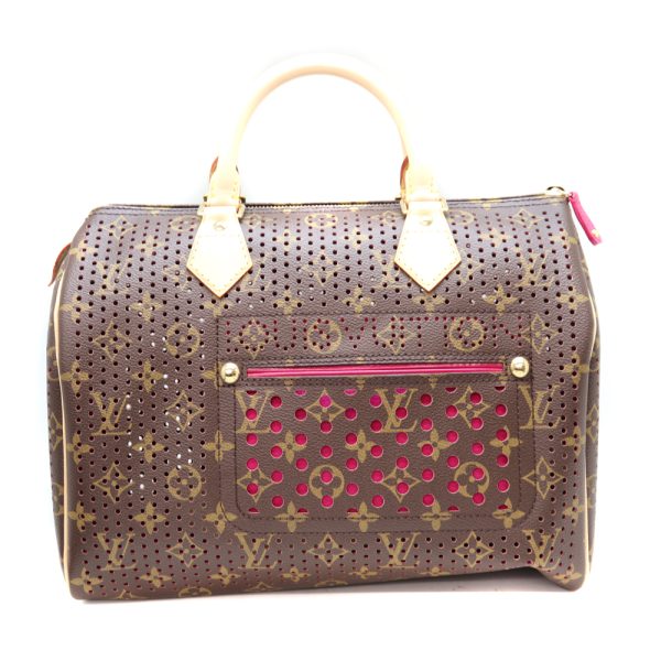 7648 1 Louis Vuitton Monogram Perforated Speedy 30 ShoulderHandbag Brown Pinkish Peach