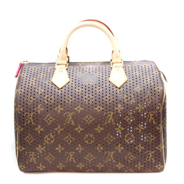 7648 2 Louis Vuitton Monogram Perforated Speedy 30 ShoulderHandbag Brown Pinkish Peach