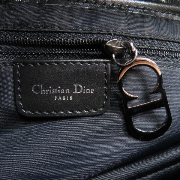 78032 13 Christian Dior Trotter Saddle Bag Vintage Shoulder Bag Canvas Leather Black