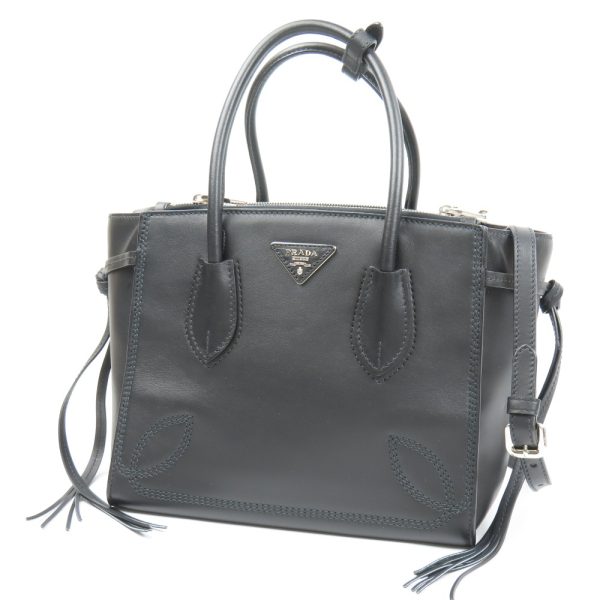 78301 1 Prada City Sports 2way Shoulder Bag Triangle Logo Handbag Leather Black