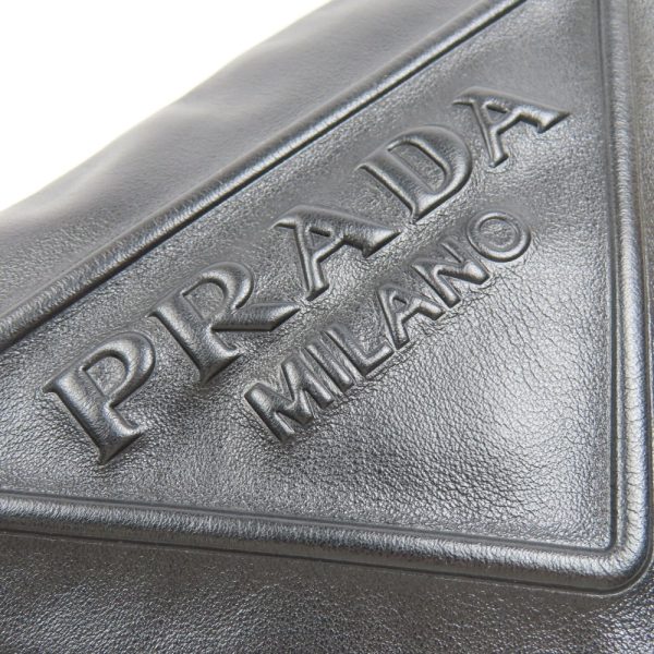 78342 10 Prada Triangle Logo Shoulder Bag Leather Black