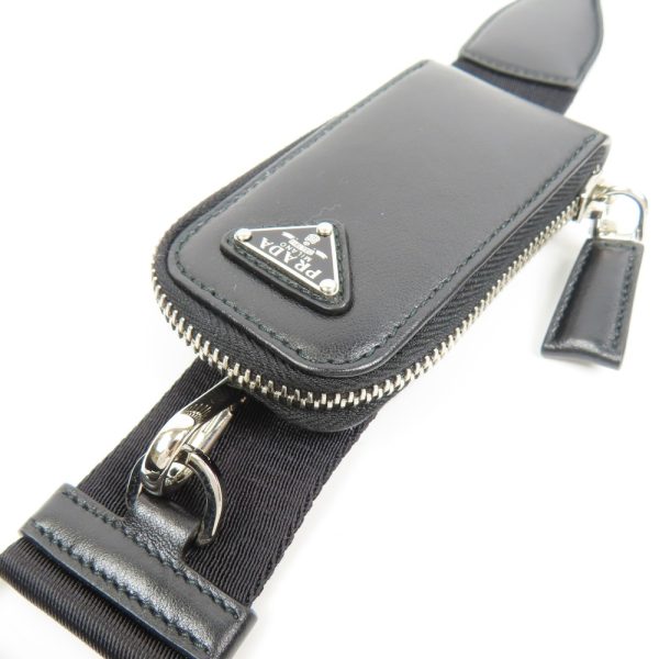 78342 16 Prada Triangle Logo Shoulder Bag Leather Black