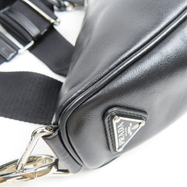 78342 6 Prada Triangle Logo Shoulder Bag Leather Black