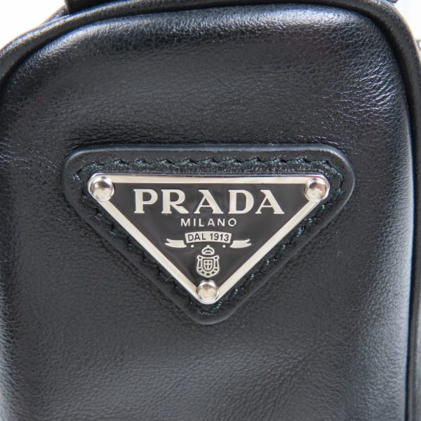 78342 9 Prada Triangle Logo Shoulder Bag Leather Black