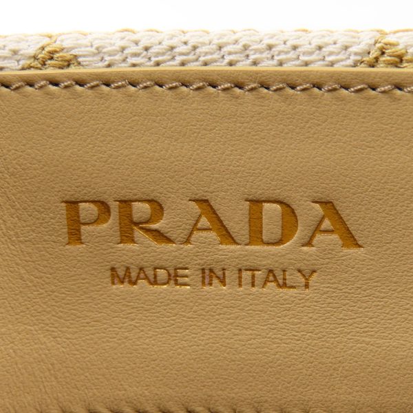 79391 16 Prada Symbol Embroidery Small 2way Shoulder Bag Handbag Fabric Saffiano Leather Beige