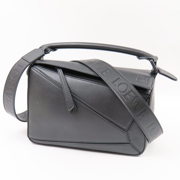 79393 1 Loewe Puzzle Bag Small 2way Shoulder Bag Handbag Calf Black