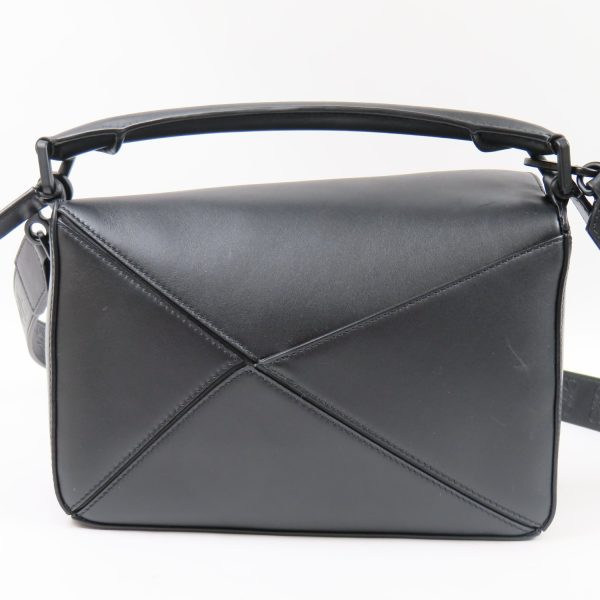 79393 2 Loewe Puzzle Bag Small 2way Shoulder Bag Handbag Calf Black