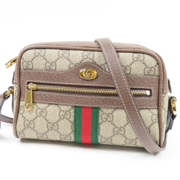 79486 1 Gucci Ophidia Mini Bag Current Crossbody Sherry Line Shoulder Bag GG Supreme Canvas Beige