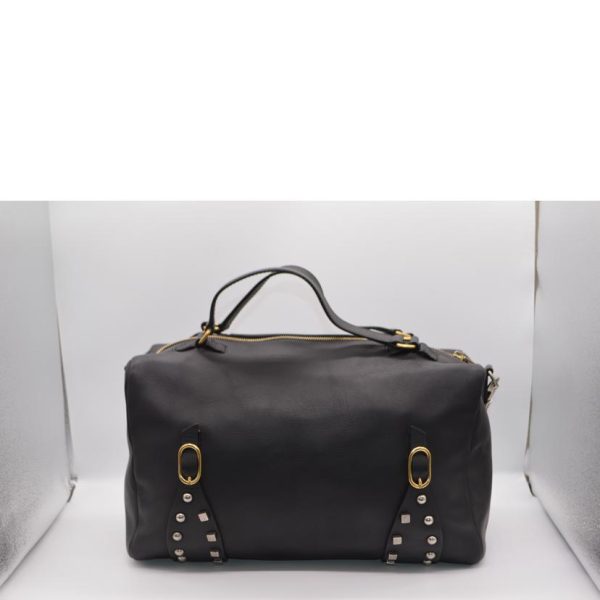 79596 2 Celine Studded Calf Leather Back 2 Way Hand Bag Black