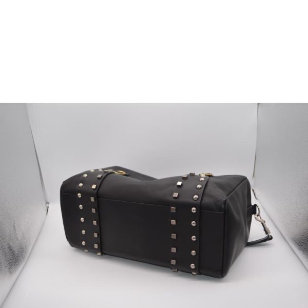 79596 3 Celine Studded Calf Leather Back 2 Way Hand Bag Black