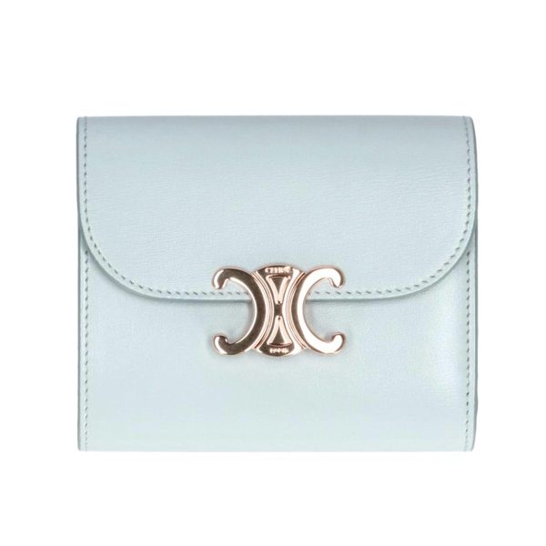 81698 1 Celine Triomphe Shiny Leather Compact Wallet Bag