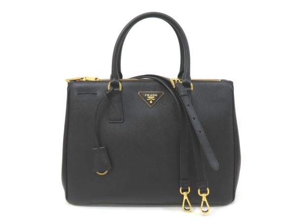 8240301608 Prada Saffiano Leather Nero Galleria Medium 2WAY