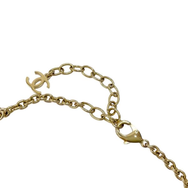 8282 3 CHANEL Choker Coco Mark Rhinestone Necklace Gold