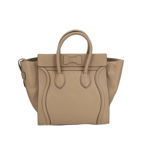 84158 2 Celine Leather Mini Shopper Luggage Bag Beige