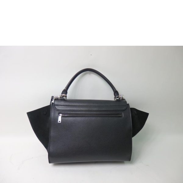 85181 2 Celine Suede Leather Trapeze 2 Way Medium Bag Black