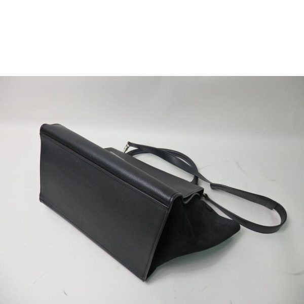 85181 3 Celine Suede Leather Trapeze 2 Way Medium Bag Black