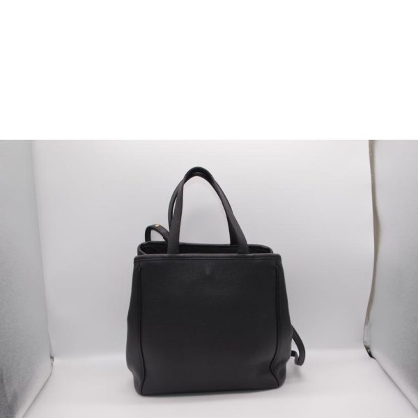 86578 2 Celine Calf Skin Cover Grained Back Small Fold Cabas Bag Noir