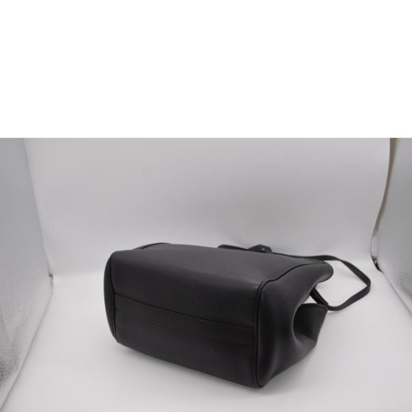 86578 3 Celine Calf Skin Cover Grained Back Small Fold Cabas Bag Noir