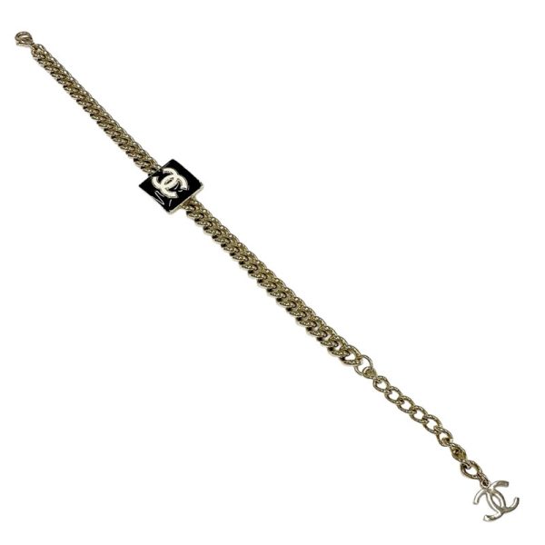 8977 3 CHANEL Choker Coco Mark Square Chain Necklace Gold