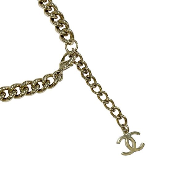 8977 4 CHANEL Choker Coco Mark Square Chain Necklace Gold