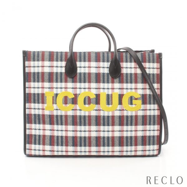 899023 Gucci ICCUG Handbag Nylon Leather White Black