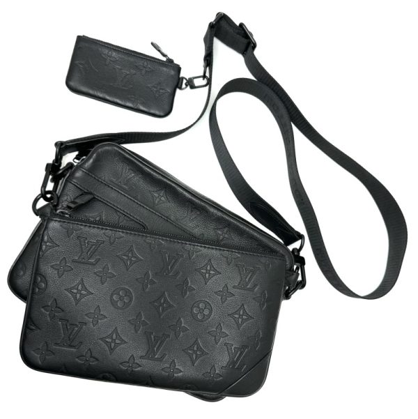 9 Louis Vuitton Monogram Calf Leather Shoulder Bag Black