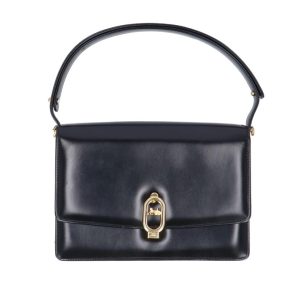 91695 1 CHANEL Chain Clutch Calf Leather Shoulder Bag Black